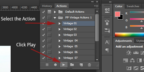 install Photoshop actions