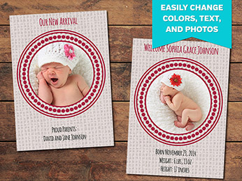 Canvas Birth Announcement Card Template