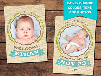 Embrace Birth Announcement Card Template